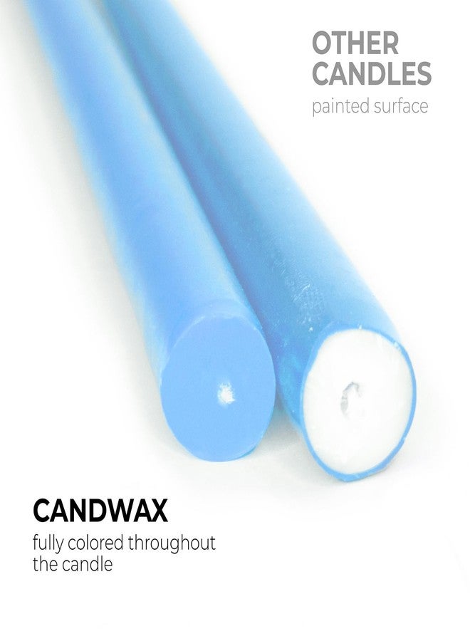CANDWAX 12 inch Taper Candles Set of 12 - Dripless and Smokeless Candle Unscented - Slow Burning Candle Sticks - Baby Blue Candles - Image 2